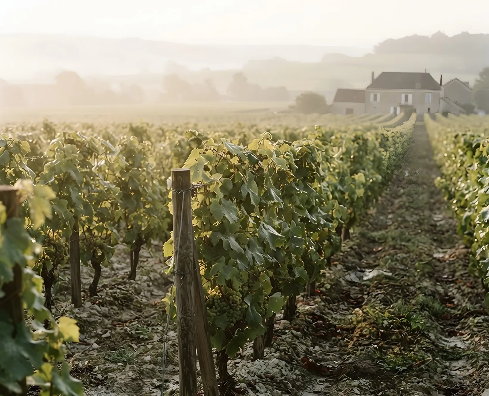 Rows of vines in Champagne